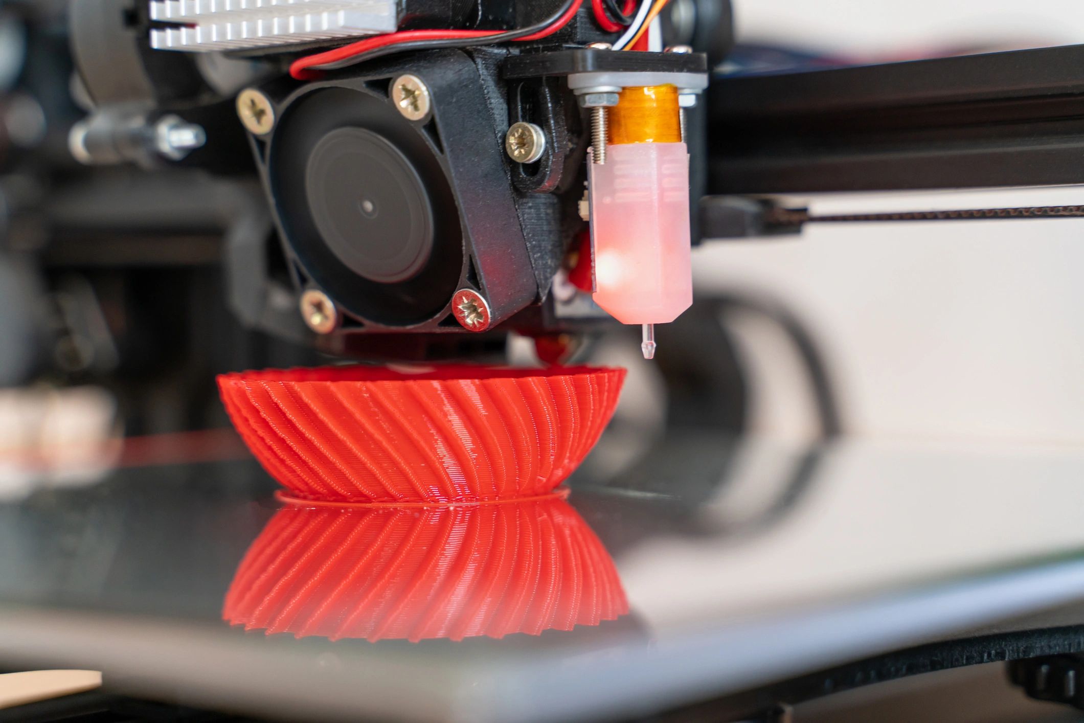 Modern 3D printer with multicolored filament spools