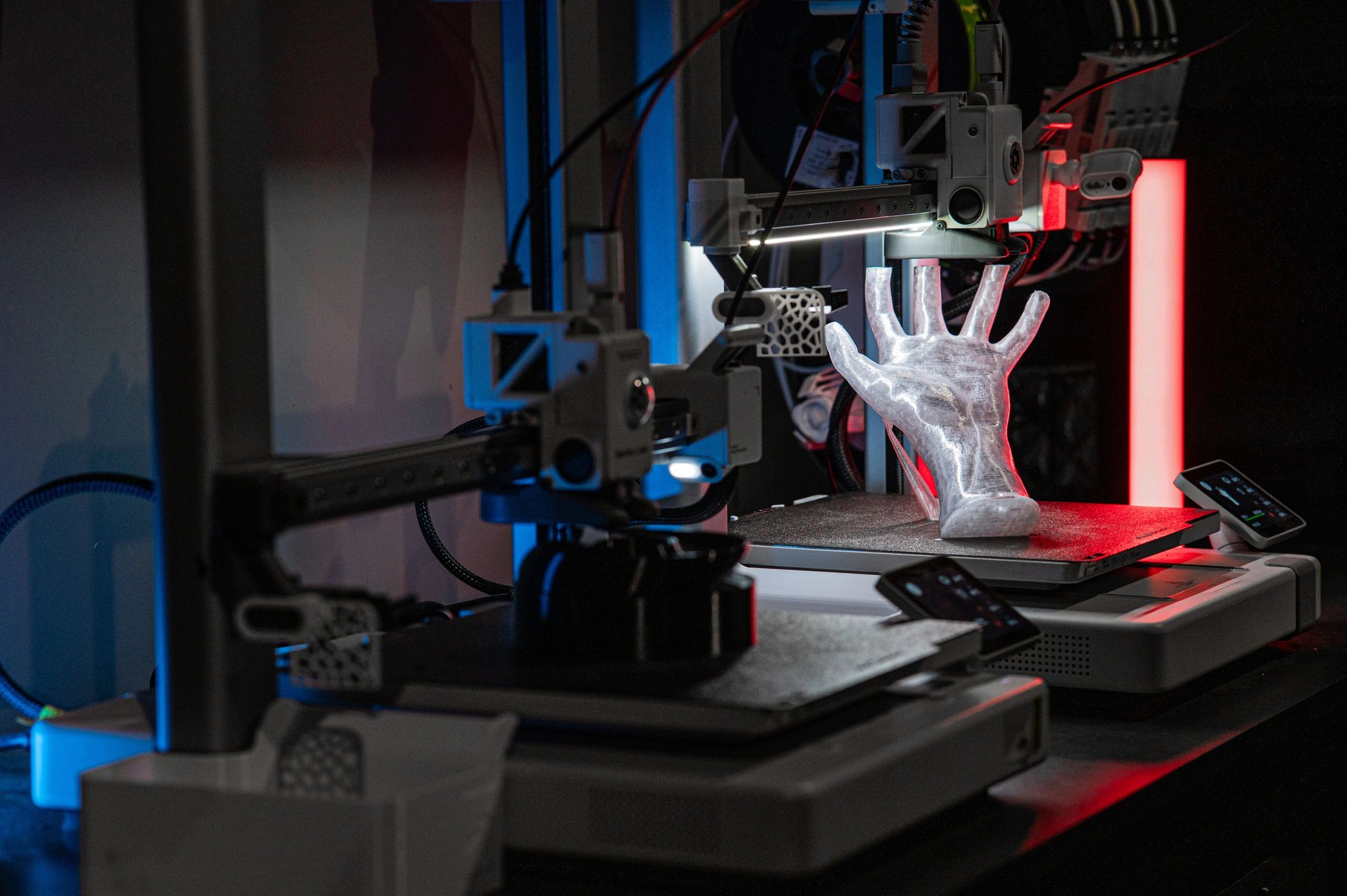Modern 3D printer fabricating a detailed object